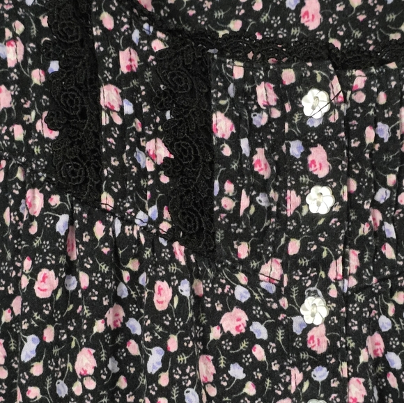 Eileen West Black Floral Nightgown 2X Cotton Modal Cottagecore - Picture 5 of 9